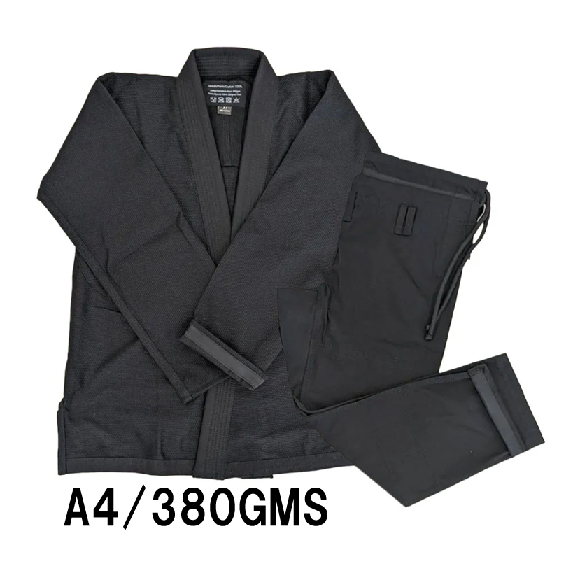 【即納可能】A4 試合向け軽量 380GMS 黒/黒 柔術着