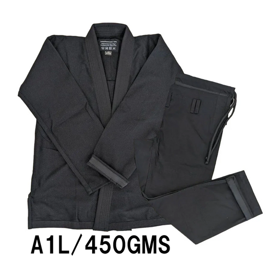 【即納可能】A1L/ 試合向け450GMS 黒／黒 柔術着