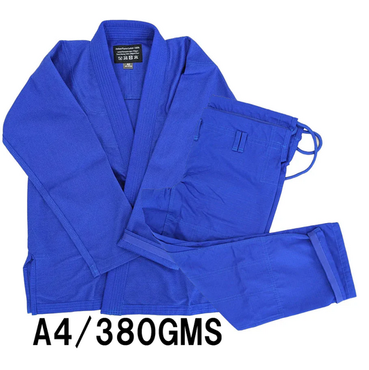 【即納可能】A4 試合向け軽量380GMS 青／青 柔術着