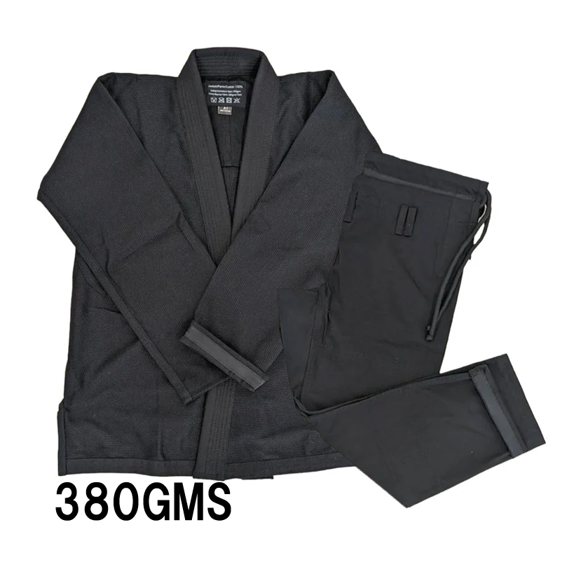 即納可能】無印柔術着|軽量モデル 380GSM(黒/黒)|練習・試合向け 即納可能】無印柔術着|軽量モデル 380GSM(黒/黒)|練習・試合向け
